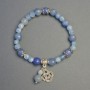 Aquamarine and Blue Aventurine Bracelet with Knot Charm, diameter 6mm+- and 8mm+-, length 18cm+- stretch