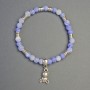 Frosty Agate Bracelet with Bear Charm, diameter 6mm+-, length 18cm+- stretch