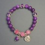 Sugilite and Tourmaline Bracelet with Heart Charm, diameter 8-9mm+-, length 18cm+- stretch