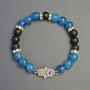 Apatite Shungite (Synth) Bracelet with Palm Charm, diameter 8mm+-, length 18cm+- stretch