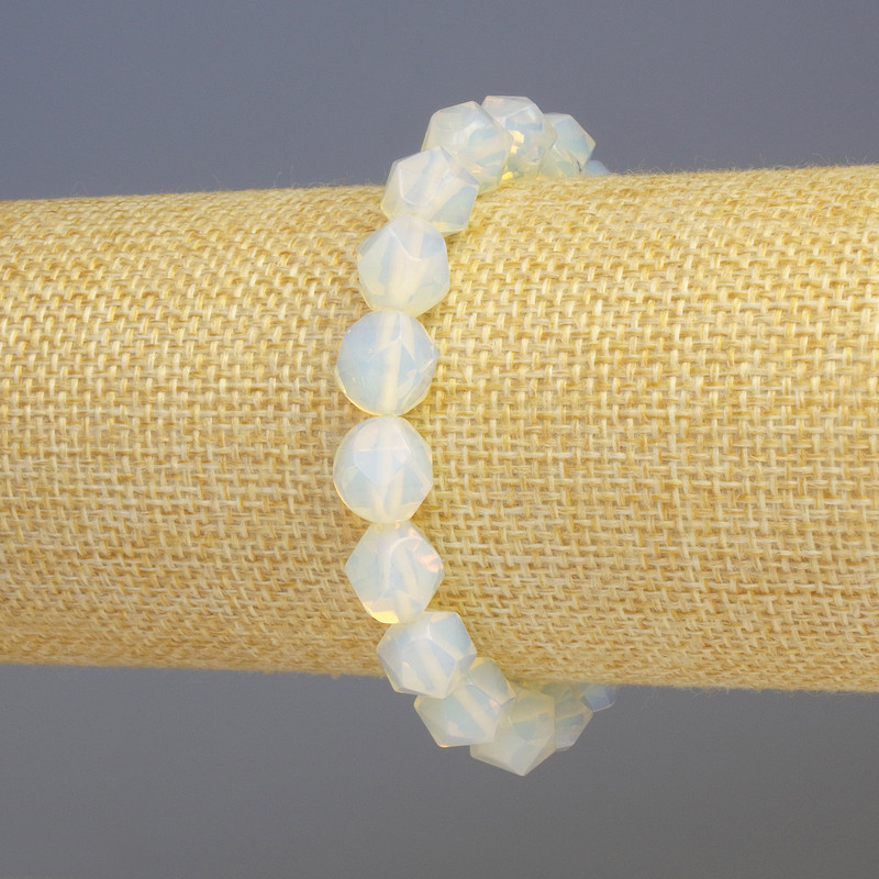 Opalite Bracelet, Synthetic Moonstone, Faceted, Diameter 8x8mm+/-, Length 18cm+/- Stretch