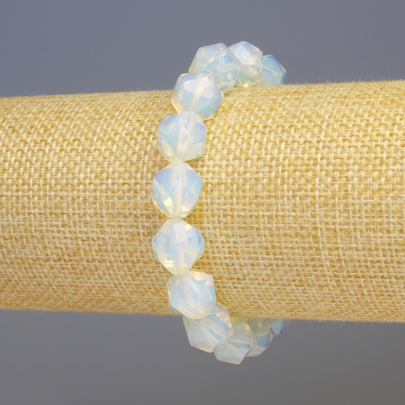 Opalite Bracelet, Synthetic Moonstone, Faceted, Diameter 11x11mm+/-, Length 18cm+/- Stretch