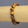 Tiger's Eye Bracelet, Natural Stone, Faceted, Diameter 11x11mm+/-, Length 18cm+/- Stretch