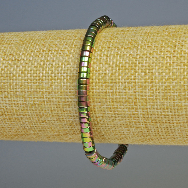 Hematite Rondelle Bracelet, Multicolour, diameter 5x2mm+-, length 18cm+- stretch