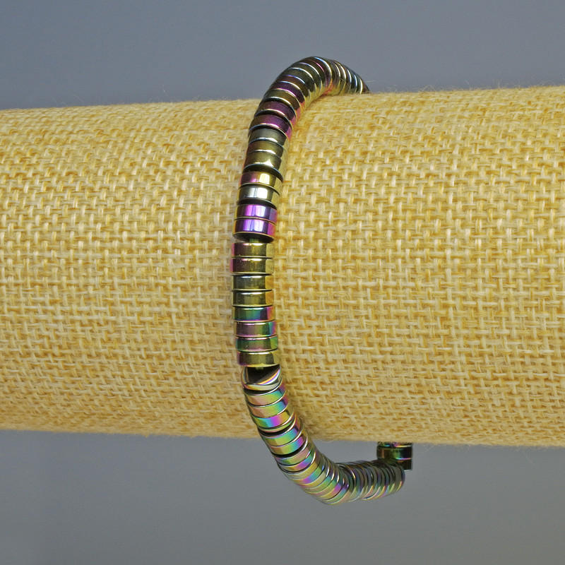 Hematite Rondelle Bracelet, Multicolour, diameter 6x2mm+-, length 18cm+- stretch