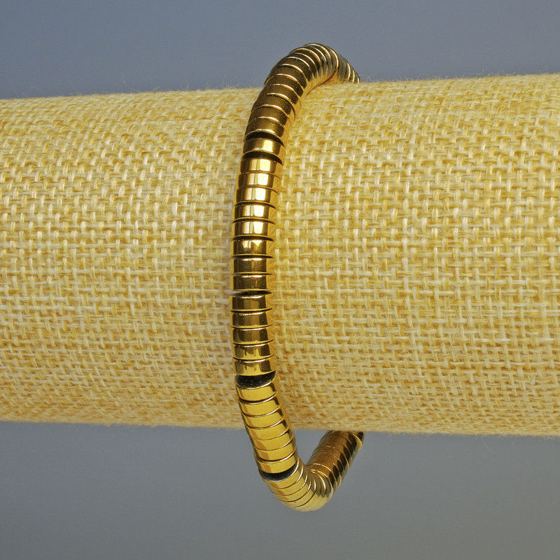 Hematite Rondelle Bracelet, Dark Gold, Diameter 6x2mm+-, Length 18cm+- Stretch