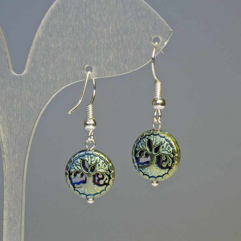Hematite Tree Chameleon Earrings, diameter 12.5x4.5mm+-, length 3.2cm