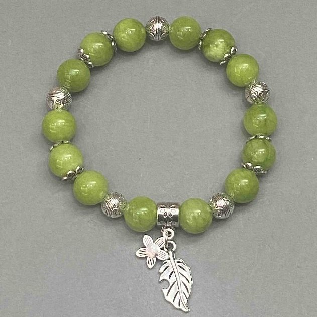 Onyx Bracelet (Imitation Acrylic) Smooth Bead, 10mm Diameter with Inserts, 18cm+- Length, Stretch