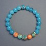 Aquamarine, Variscite Smooth Bead Bracelet, diameter 8mm with inserts, length 18cm+- stretch