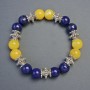Bracelet Citrine (artificial), Lapis Lazuli smooth ball, diameter 10mm+- with inserts, length 18cm+- stretch
