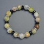 Green Opal Bracelet smooth bead, diameter 10mm+-, Agate rondelle, diameter 8x4mm+- with spacers, length 18cm+- stretch