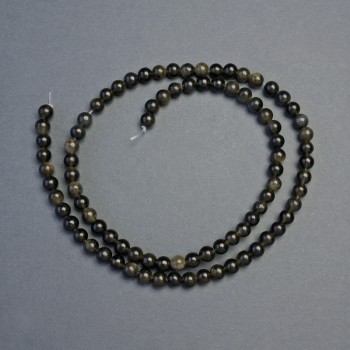 Beads Golden Sheen Obsidian natural stone smooth ball, diameter 4.5mm+-, length 38cm+- on fishing line