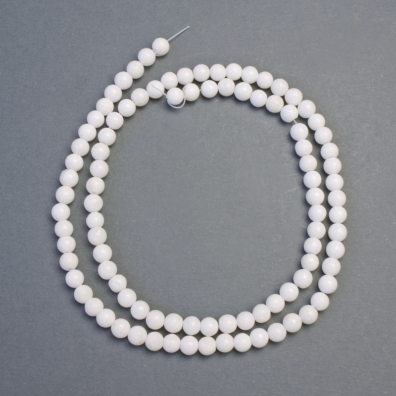 White Agate Beads (Pressed), Smooth Round Bead, Diameter 4.5mm+/-, Length 40cm+/- on Fishing Line