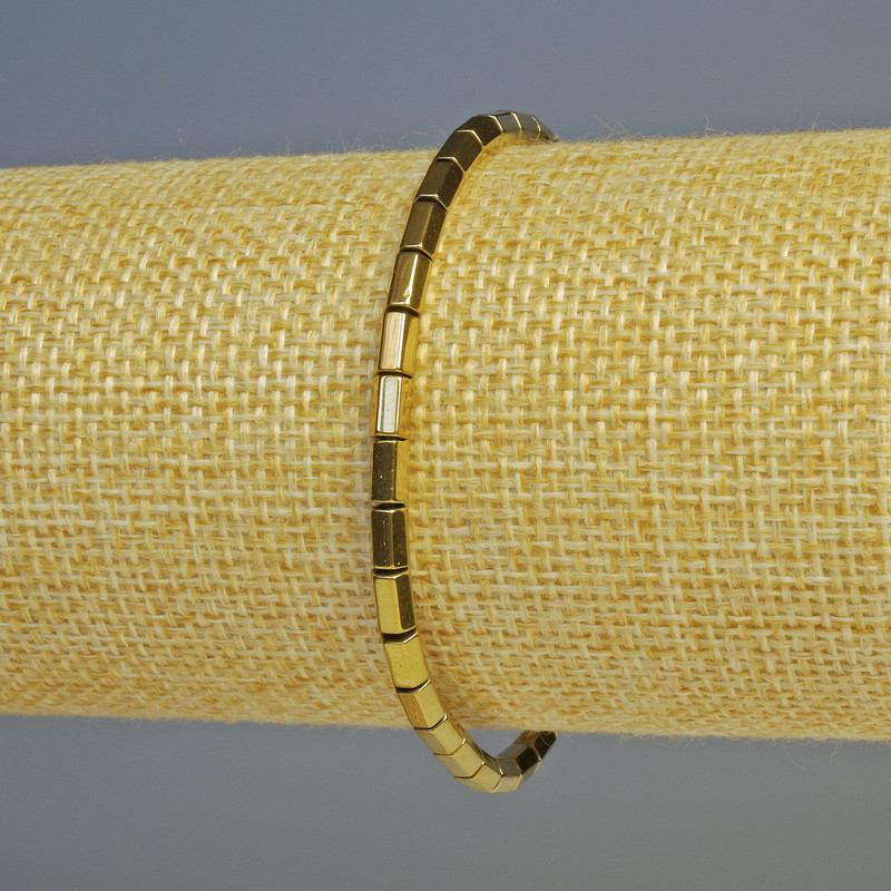 Hematite Hexagons Bracelet, gold, diameter 5x3mm+-, length 18cm+- stretch