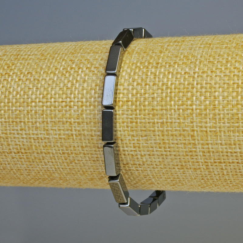 Hematite Rectangle Bracelet, black colour, diameter 10x4mm+-, length 18cm+- stretch