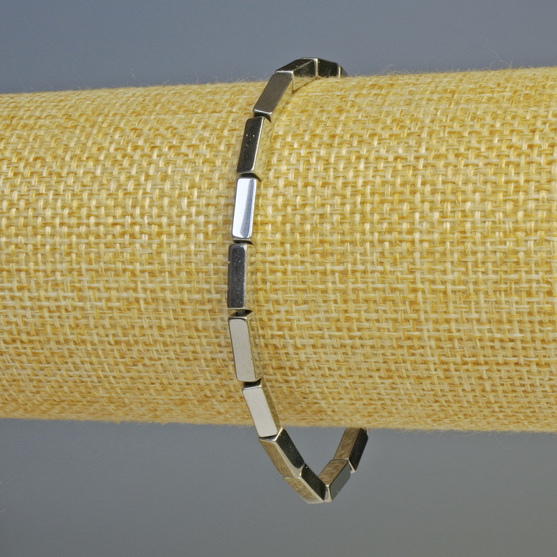 Hematite Rectangle Bracelet, silver colour, diameter 9x3mm+-, length 18cm+- stretch