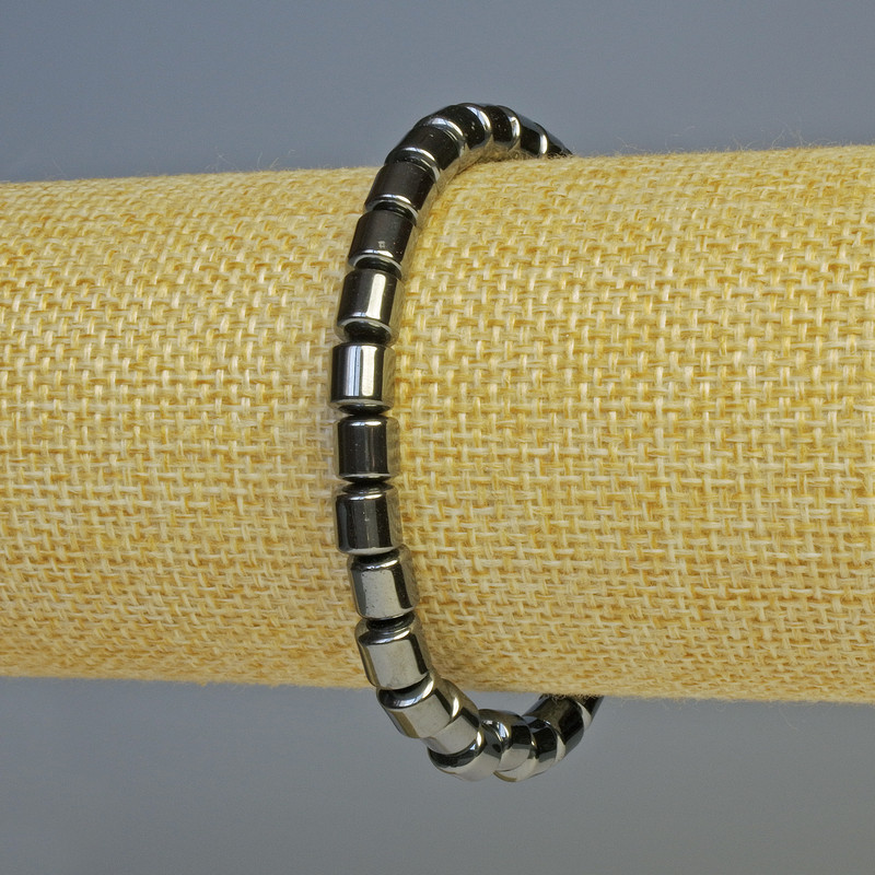 Hematite Bracelet Cylinder Black Colour, Diameter 6x6mm+-, Length 18cm+- Stretch