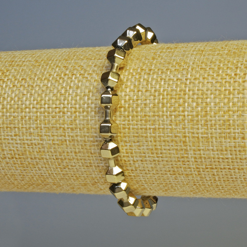 Hematite Bracelet Dumbbell Light Bronze Colour, 15x6mm+- Diameter, 18cm+- Length, Stretch