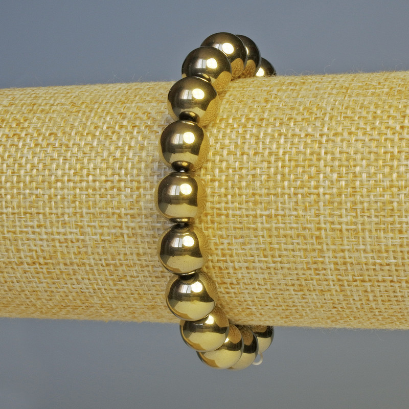 Hematite Bracelet Round Bead Bronze Colour, Diameter 10mm+-, Length 18cm+- Stretch