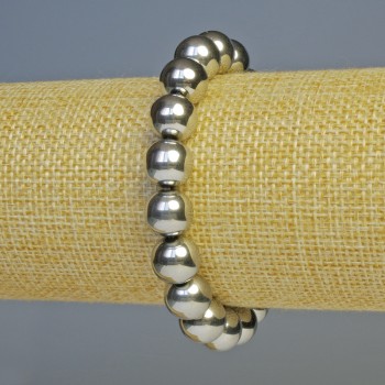 Bracelet Hematite ball silver colour, diameter 10mm+-, length 18cm+- stretch