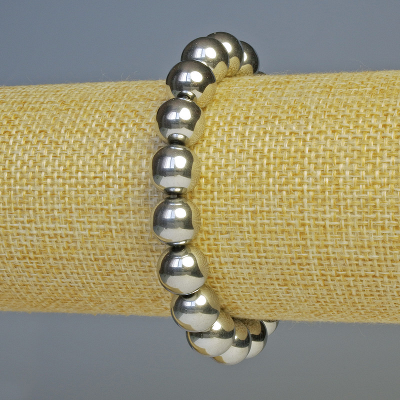Bracelet Hematite ball silver colour, diameter 10mm+-, length 18cm+- stretch
