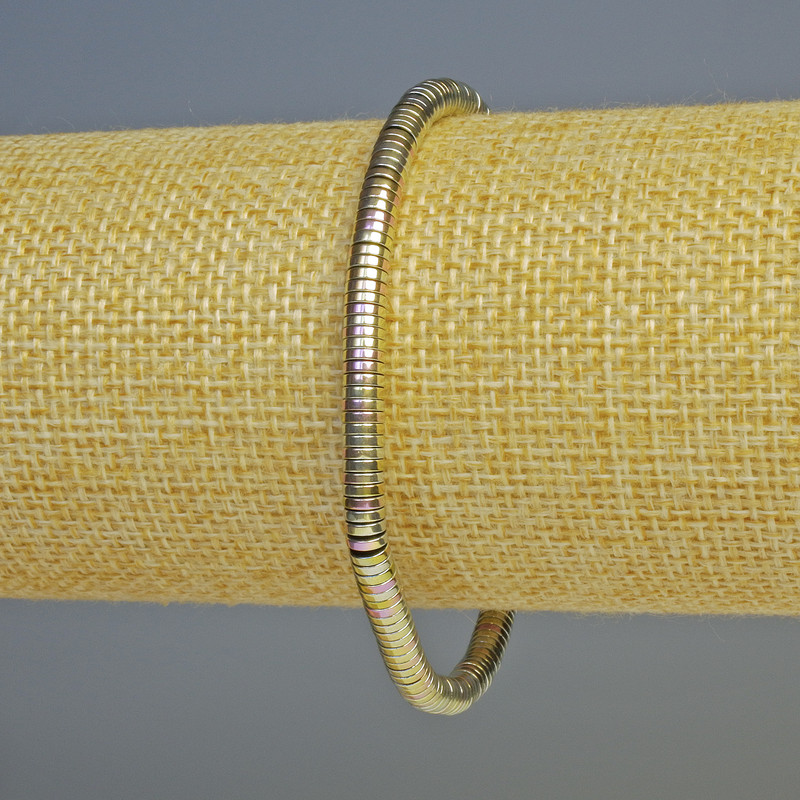 Hematite Bracelet, Rondelle, Pink-Silver Colour, Diameter 4x1mm+/-, Length 18cm+/- Stretch