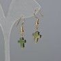 Hematite "Cross" Earrings, green-blue colour, diameter 8.5x10.5x3mm+-, length 3cm+