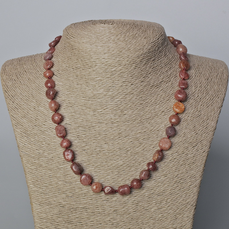 Strawberry Quartz Necklace, tumbled, diameter 9x9-10x9mm+/-, length 49cm+