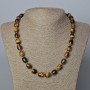 Tiger's Eye Natural Stone Necklace, "barrel", diameter 12x10mm+/-, length 50cm+