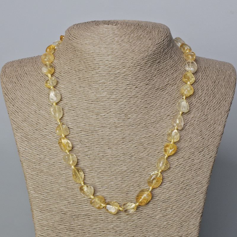 Citrine Natural Stone Necklace, tumbled, diameter 12x10mm+/-, length 50cm+