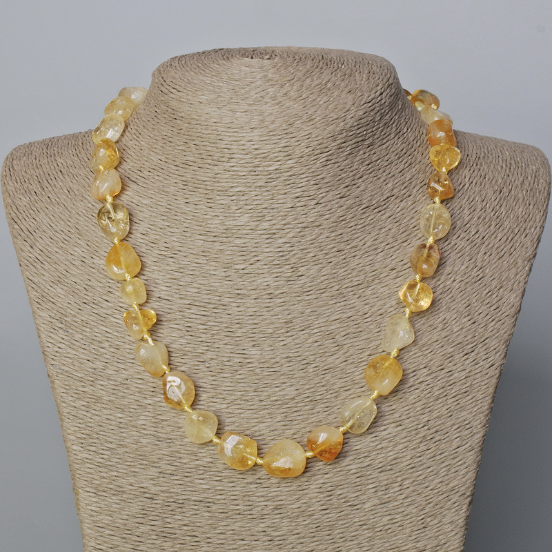 Citrine Natural Stone Necklace, tumbled, diameter 12x11mm+/-, length 50cm+