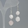 Rose Quartz Earrings, Faceted Ball, Diameter 10.5-8.5mm+