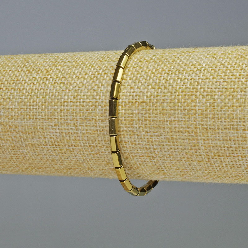 Hematite Bracelet, Rounded Hexagon, Gold Colour, Diameter 5x4mm+-, Length 18cm+- Stretch