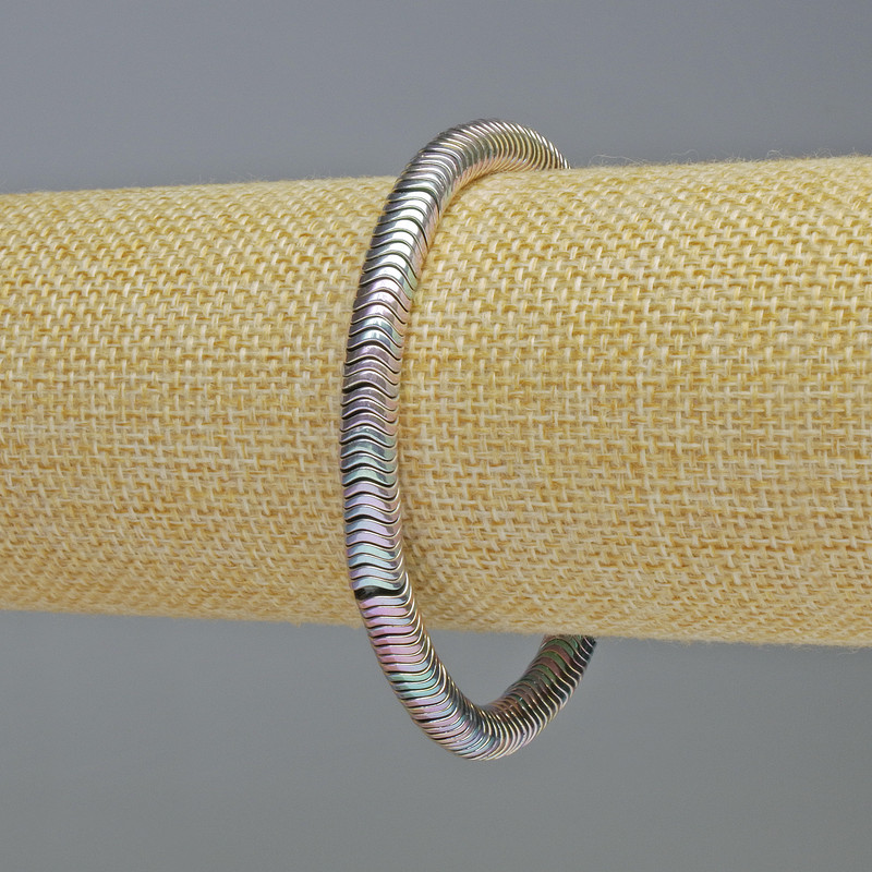 Hematite Bracelet Rondelle Wave Rainbow Silver Colour, diameter 6x1mm+/-, length 18cm+/- stretch