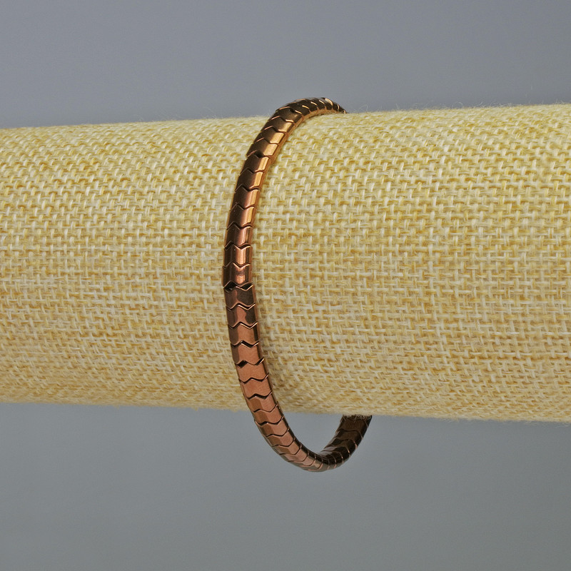 Hematite Bracelet, Snake Zigzag Wave, Copper Colour, Diameter 5x4x3mm+/-, Length 18cm+/- Stretch