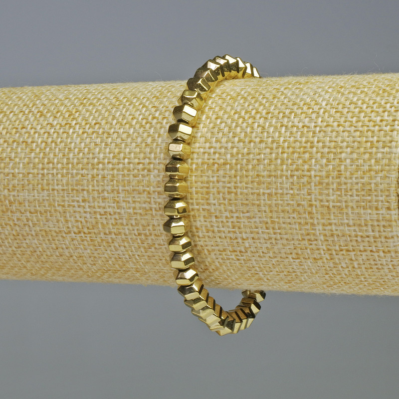 Hematite Bracelet Faceted Rondelles Gold Colour, Diameter 6x4mm+-, Length 18cm+- Stretch