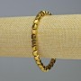Hematite Bracelet Hexagons Zigzag Gold Colour, Diameter 6x6mm+-, Length 18cm+- Stretch