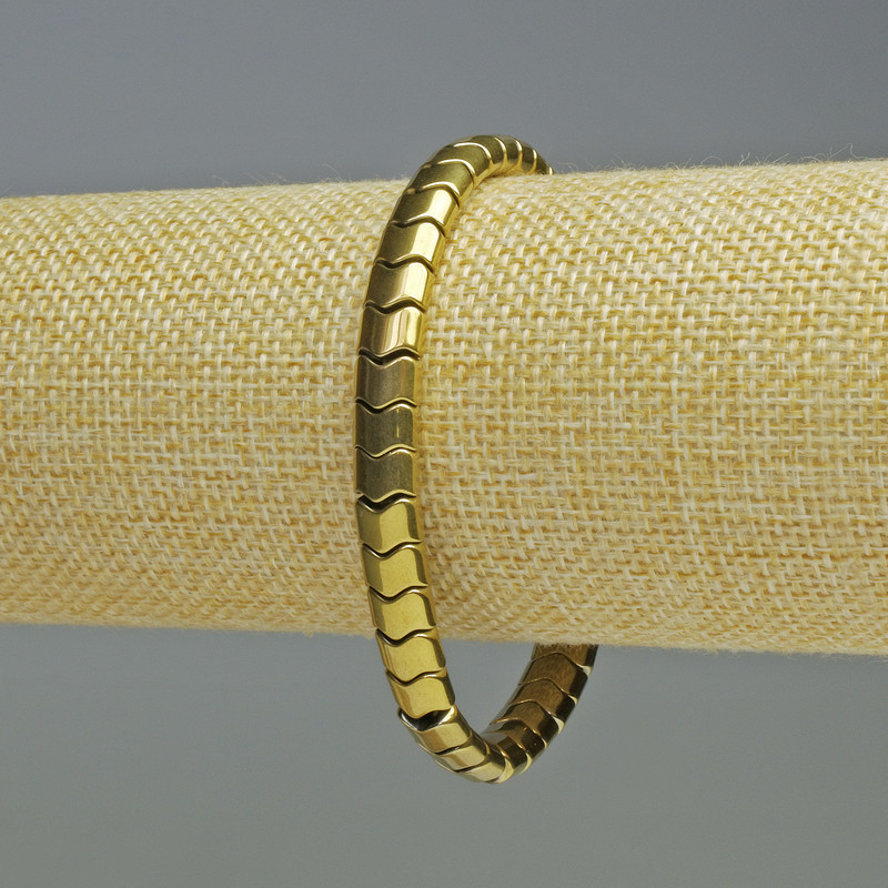 Hematite Bracelet Snake Zigzag Wave Gold Colour, Diameter 7x5x5mm+-, Length 18cm+- Stretch