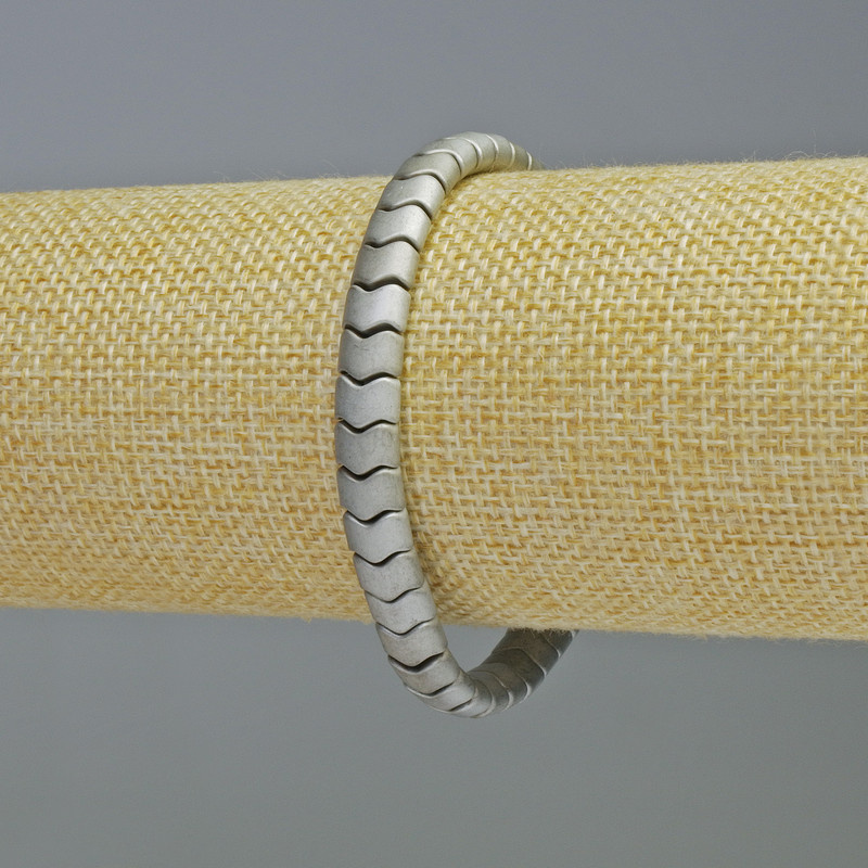Hematite Bracelet Snake Zigzag Wave Light Matte Grey Colour, Diameter 7x5x5mm+-, Length 18cm+- Stretch