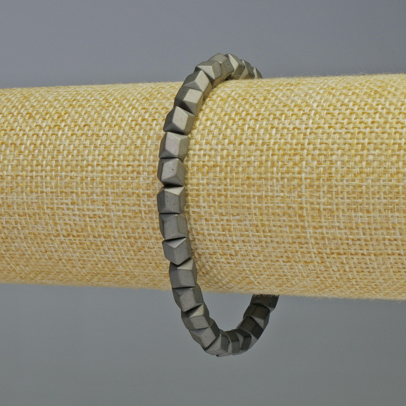 Hematite Bracelet Hexagons Zigzag Matte Grey Colour, Diameter 6x6mm+-, Length 18cm+- Stretch
