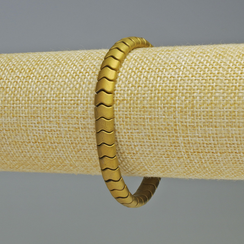 Hematite Snake Zigzag Wave Bracelet Matte Gold Colour, Diameter 7x5x5mm+-, Length 18cm+- Stretch