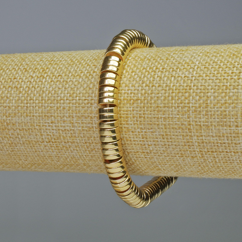 Hematite Rondelle Inserts Bracelet Gold Colour, Diameter 8x2mm+-, Length 18cm+- Stretch
