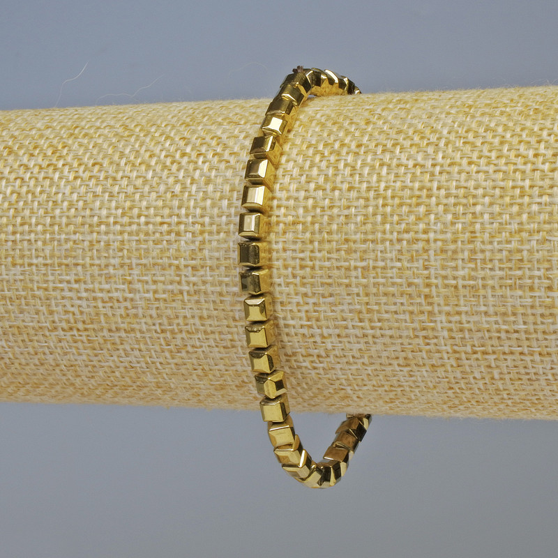 Hematite Bracelet Cubes Dark Gold Colour, Diameter 4x4mm+/-, Length 18cm+/- Stretch
