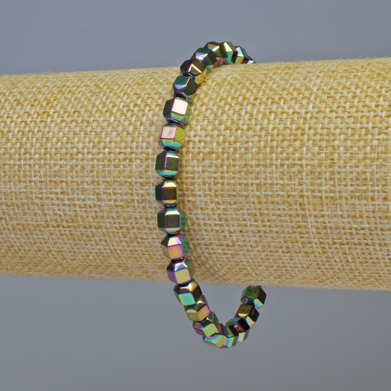 Hematite Bracelet Hexagons Multicolour, Diameter 5x6mm+-, Length 18cm+- Stretch
