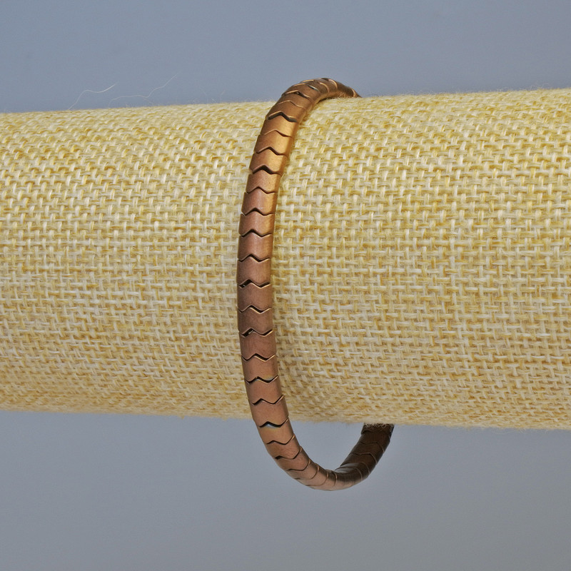 Hematite Bracelet Snake Zigzag Wave Matte Copper, diameter 5x4x3mm+/-, length 18cm+/- stretch
