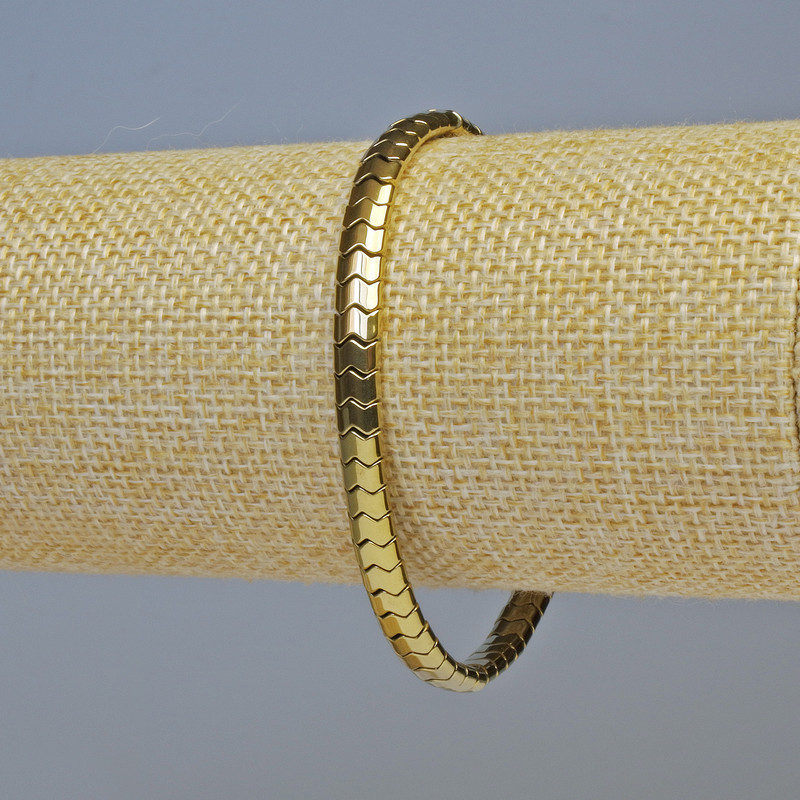 Hematite Snake Zigzag Wave Bracelet, Gold Colour, 5x4x3mm+- Diameter, 18cm+- Length, Stretch
