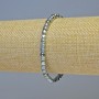 Hematite Bracelet, Cubes, Blue-Silver Matte & Glossy, Diameter 4x4mm+-, Length 18cm+- Stretch