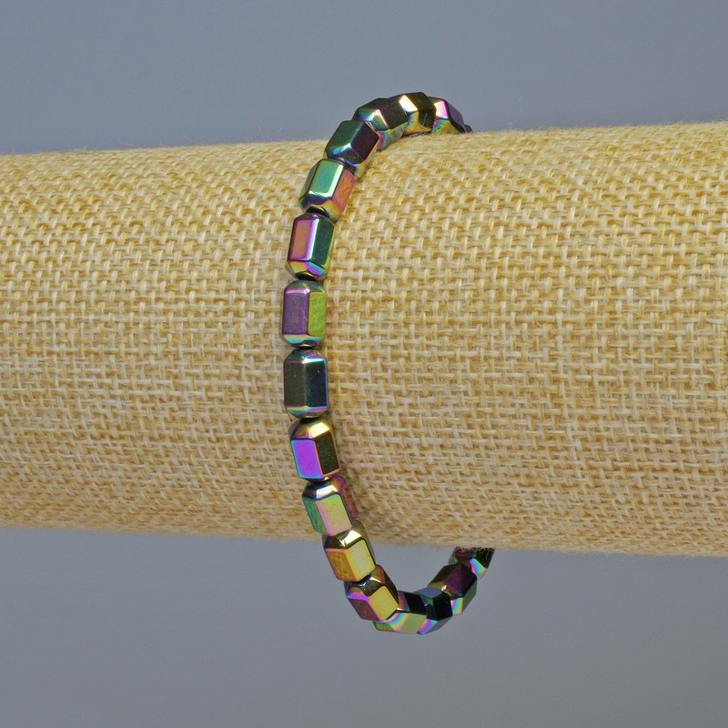 Hematite Bracelet, Hexagon Multicolour, Diameter 5x8mm+-, Length 18cm+- Stretch