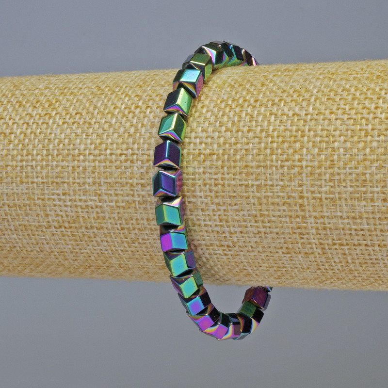 Hematite Bracelet, Hexagon Zigzag Multicolour, Diameter 6x6mm+-, Length 18cm+- Stretch