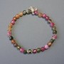Tourmaline Bracelet Faceted Bead d-6mm with Metal Inserts, Length 18cm+/- Stretch